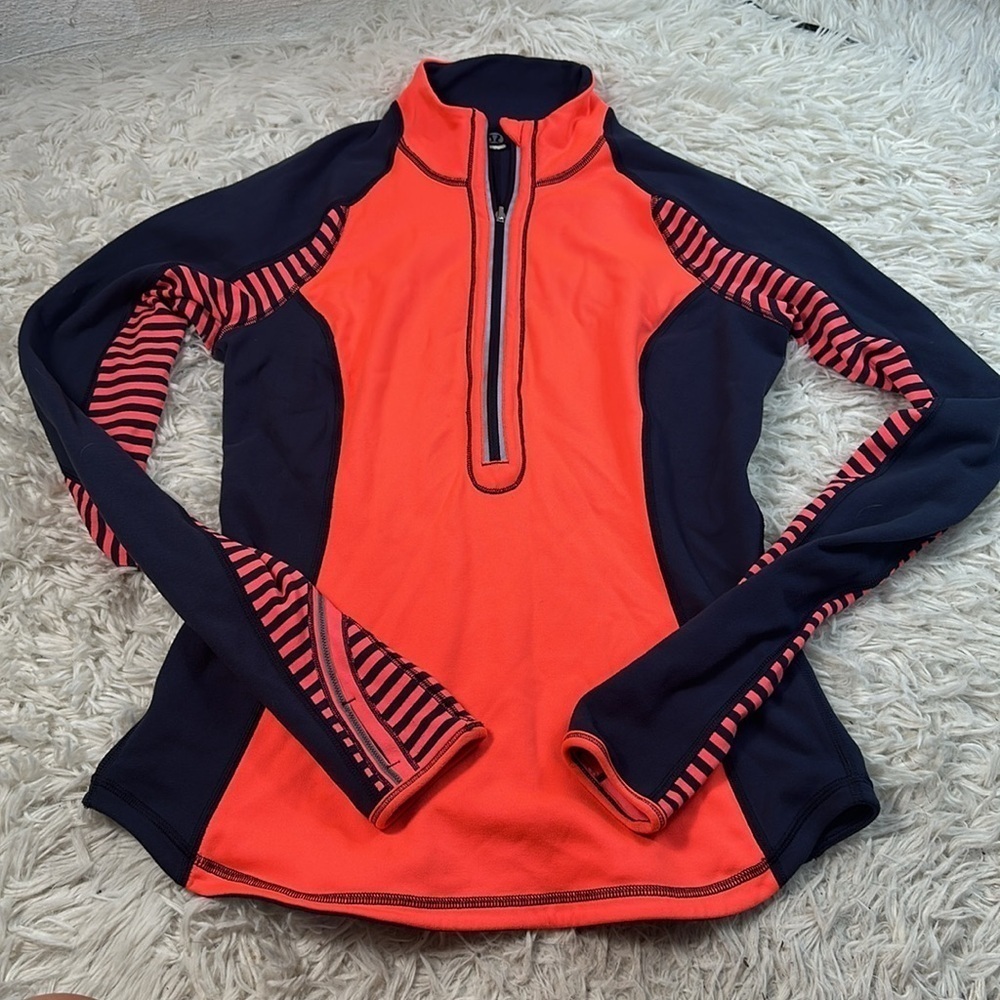 Lululemon Run: U-Turn Pullover Light Flare / Inkwell / Classic Stripe Light Flar